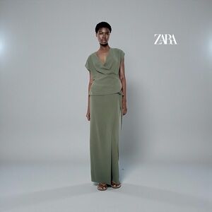 Zara, Sage Green Wrap Blouse, XL